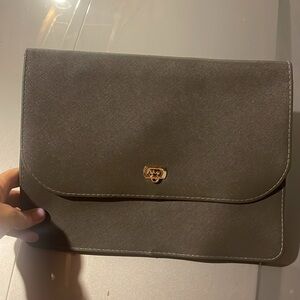 Grey envelope 11”x16” style nameferragamo buckle front vintage clutch sleeve